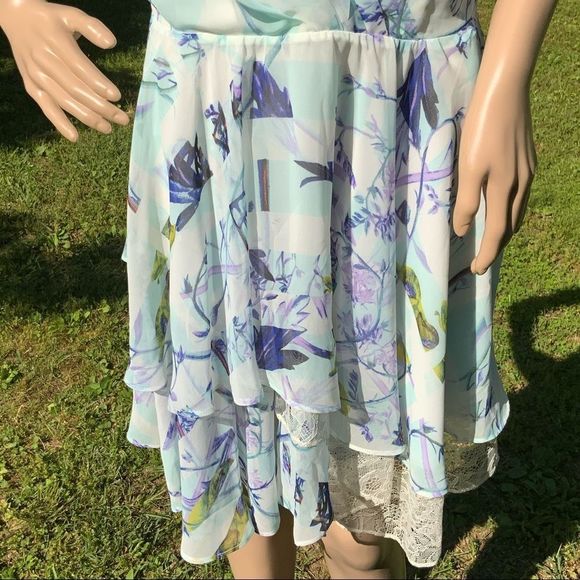 NWT $138 BCBGeneration | Aquashell | Racerback Tiered Lace Inset Dress | 10 - Picture 8 of 15